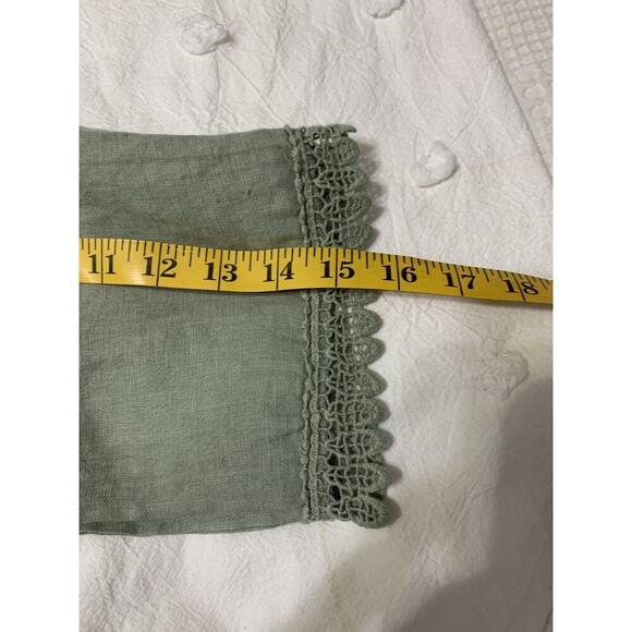 Valentina Naldi Italy Kimono Cardigan 100% Green Linen Crochet Embroidery Sz OS - Picture 6 of 8
